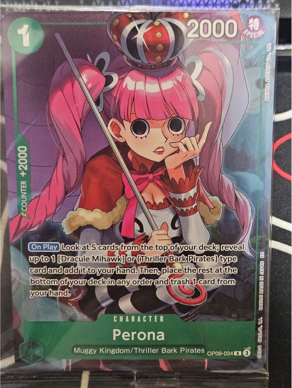 Sealed Perona OP09-034 One Piece TCG Rare Card